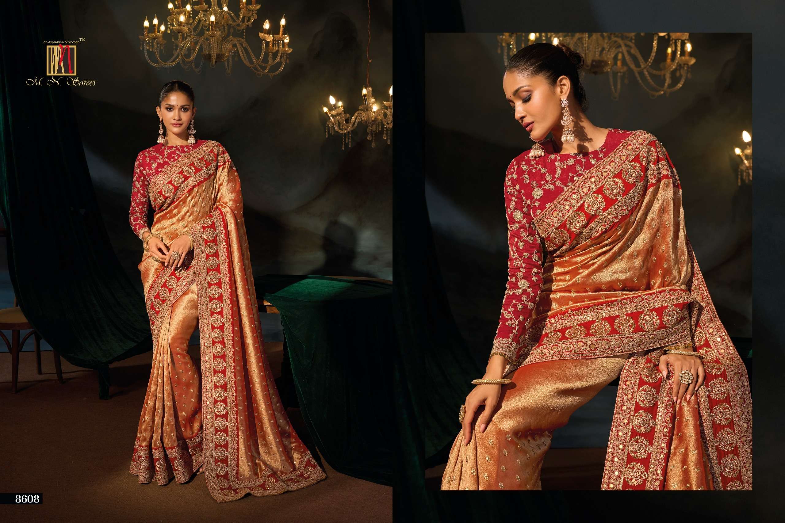 M N 8600 Series 8601 To 8613 the Royal and classic Heritage Collection saree wholesale in surat